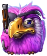 Pirots X purple Pirot perched above the grid